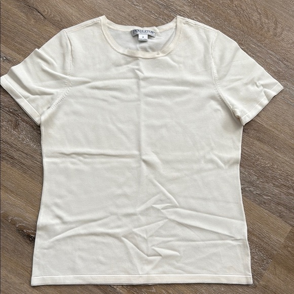 Pendleton Size P White Fitted Short Sleeve Tee - Picture 1 of 6